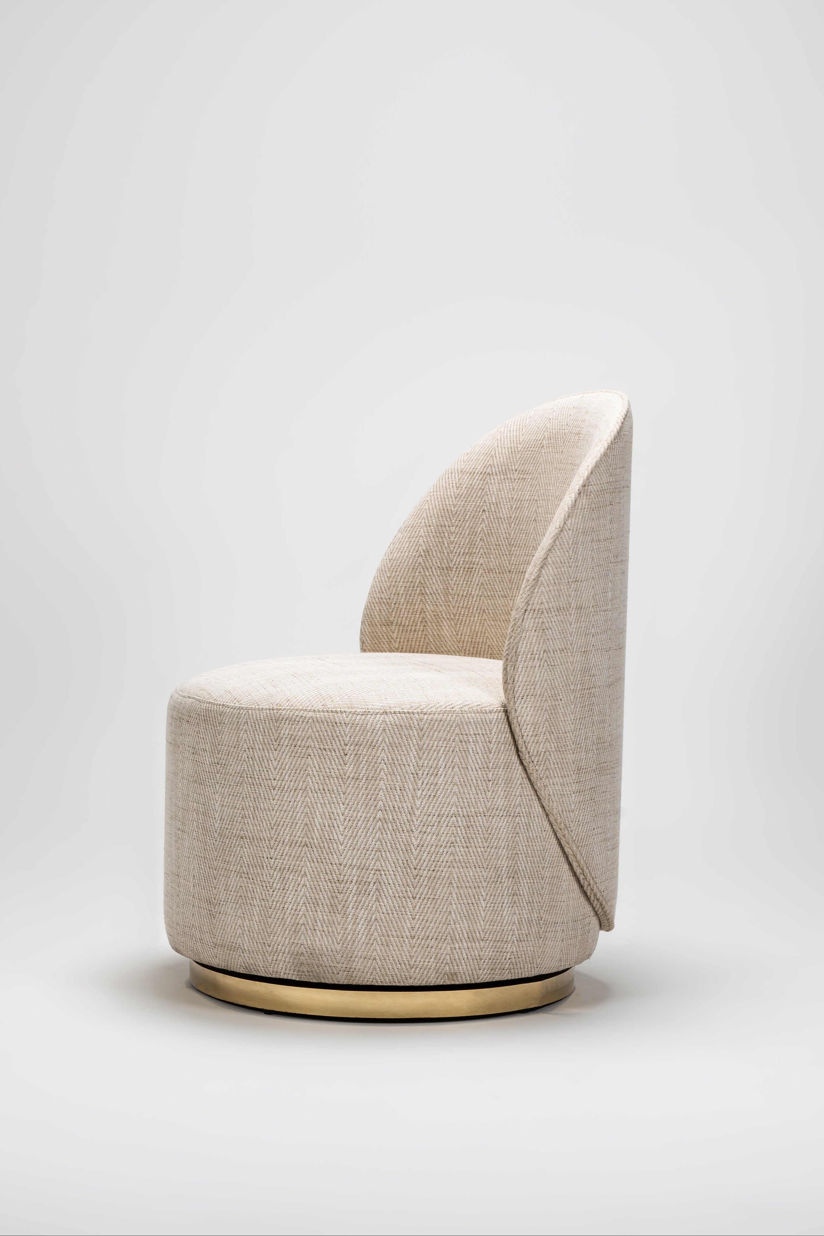 Modern chair with a curved design on a white background