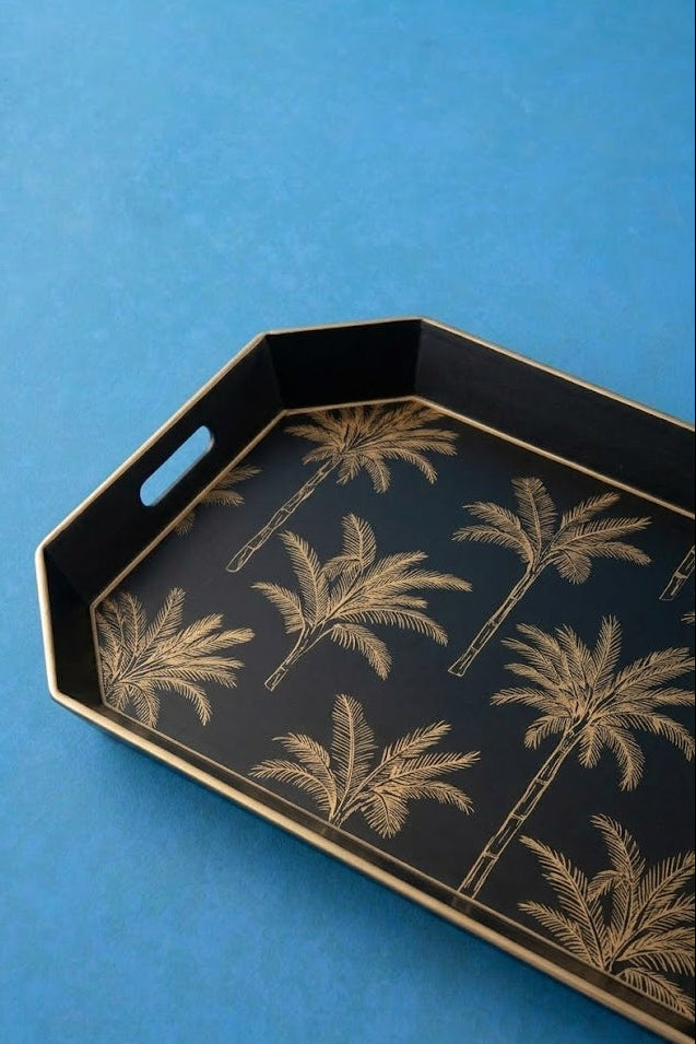 Black Palm Serving Tray