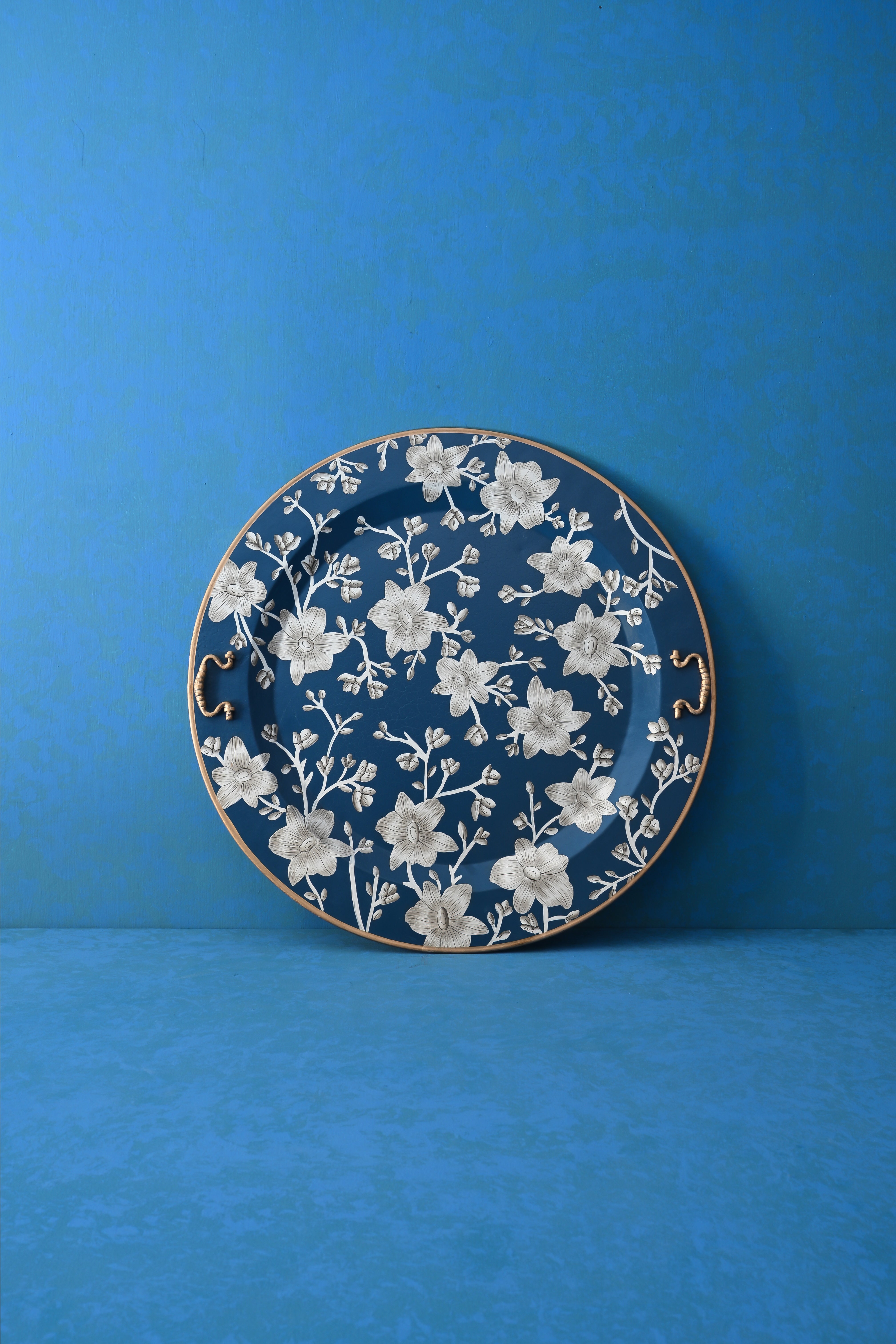 Blue Bloom Serving Tray