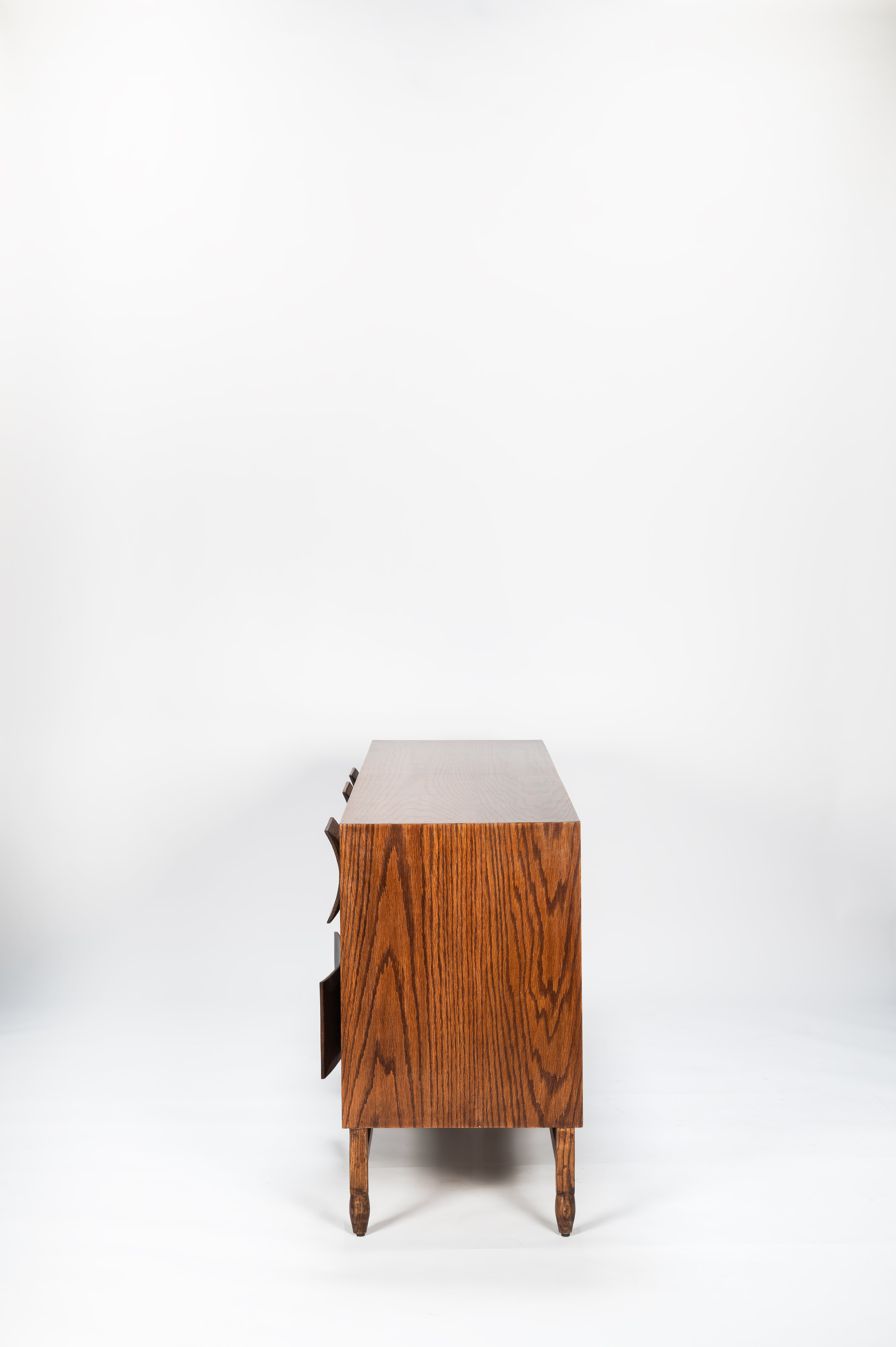 Wooden side table with a white top on a white background
