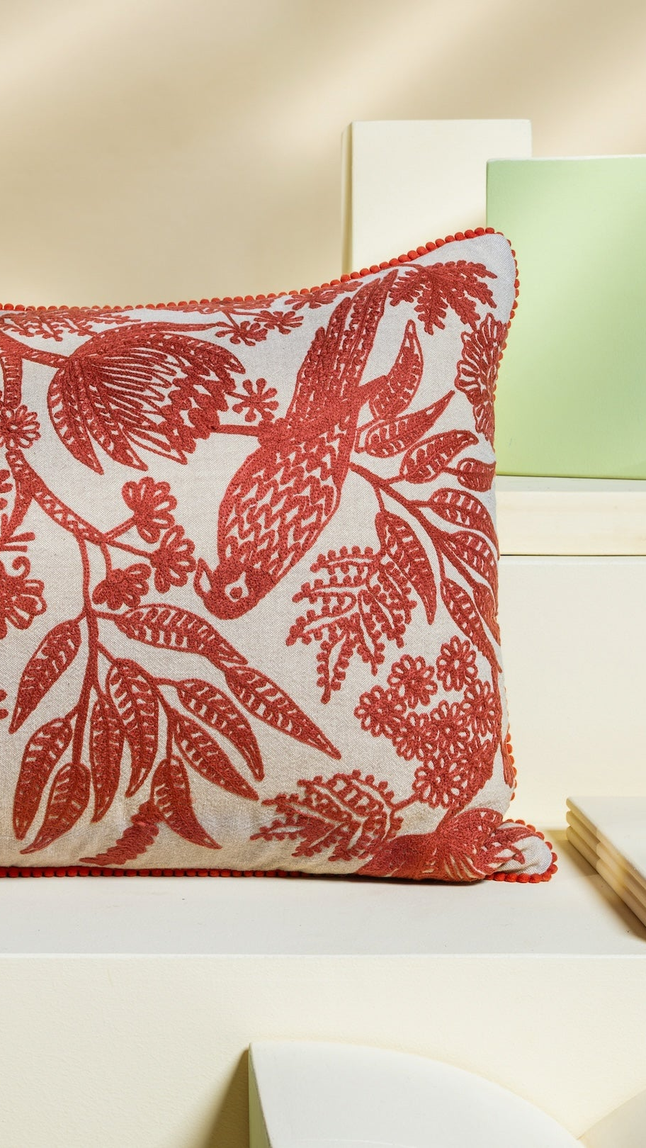 Chidiya (Red) Cushion