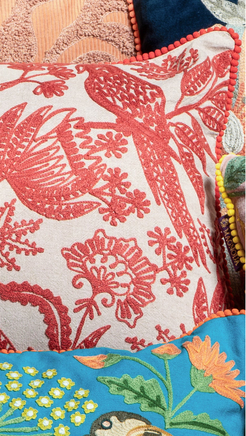 Chidiya (Red) Cushion