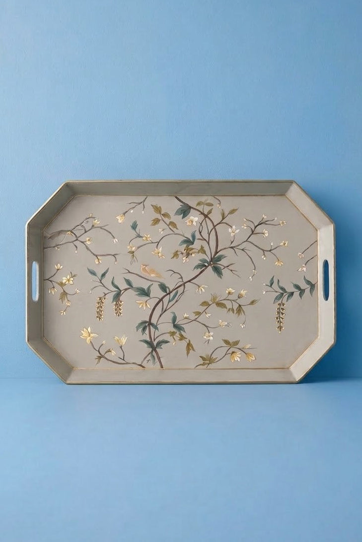 Floral Bloom Serving Tray (Grey)