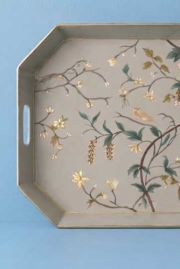 Floral Bloom Serving Tray (Grey)