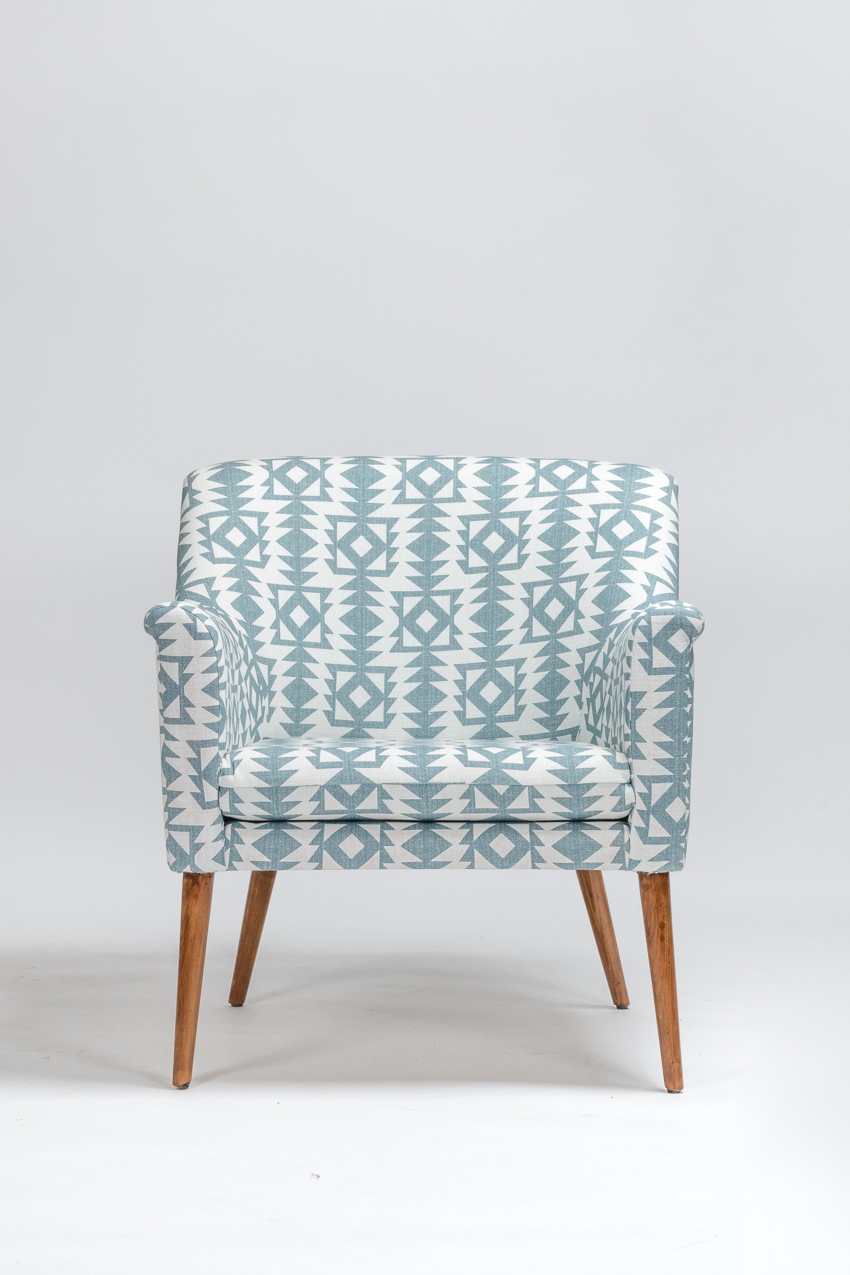 Patterned armchair on a white background