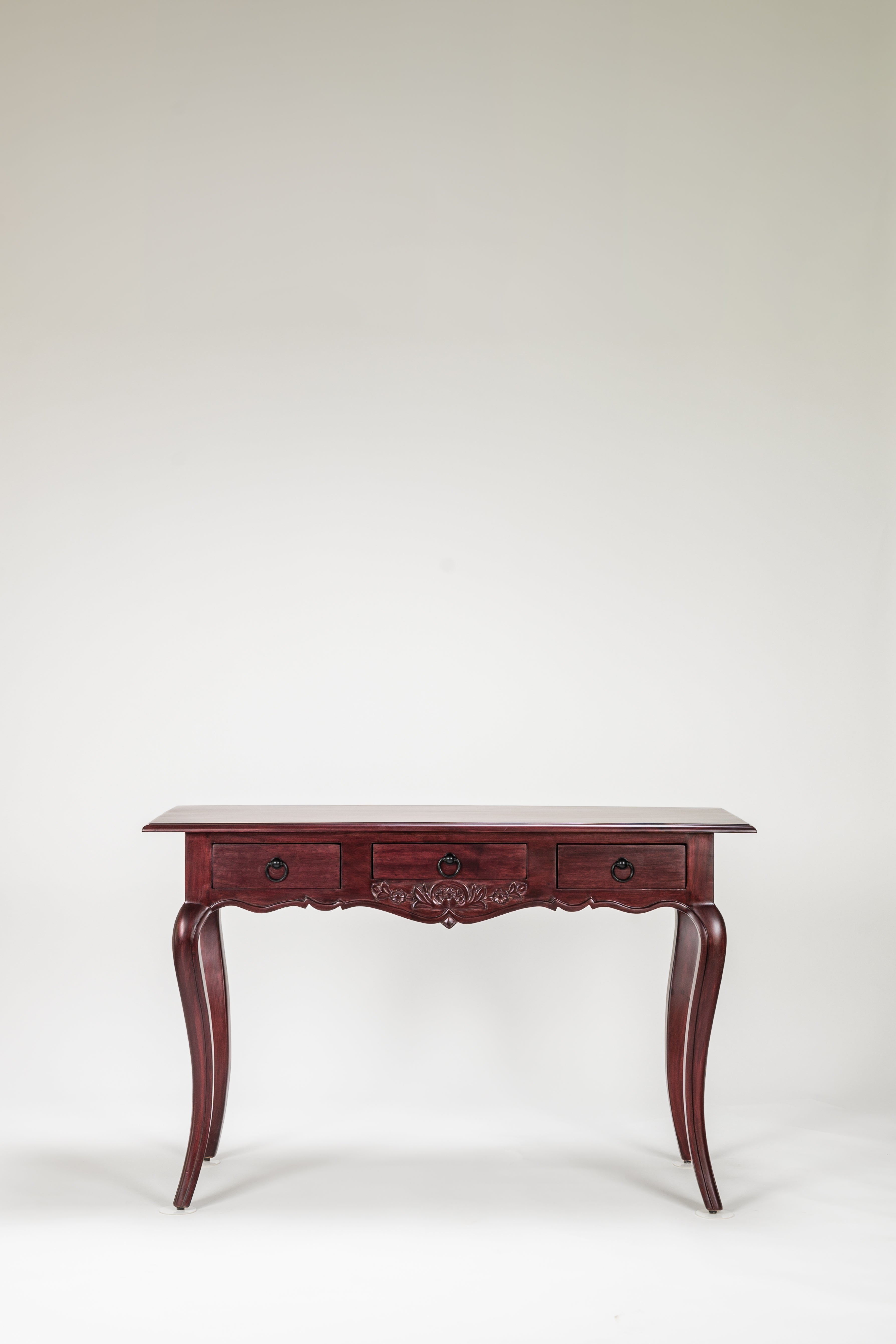 Wooden console table on a white background