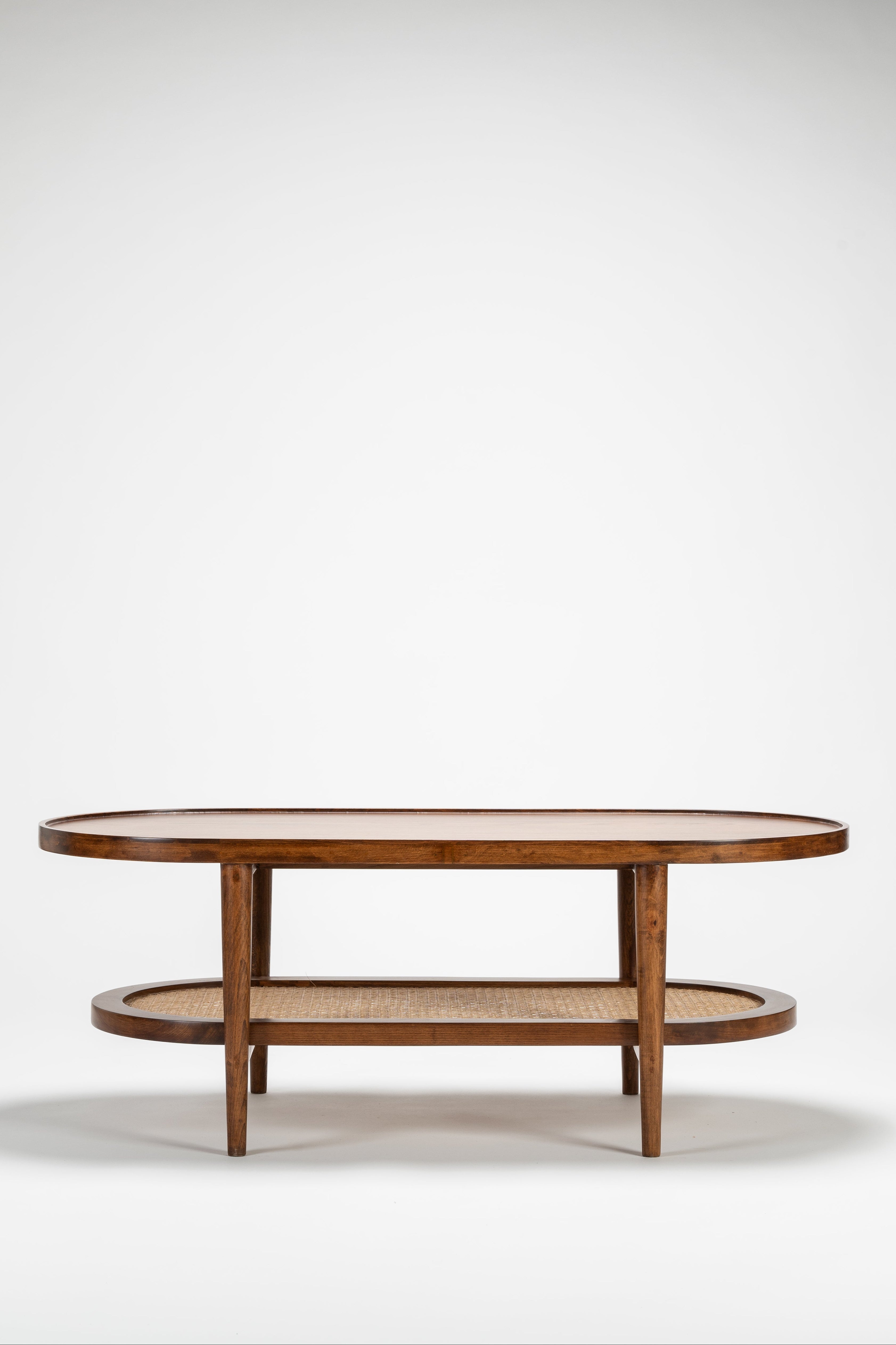 Wooden coffee table on a white background