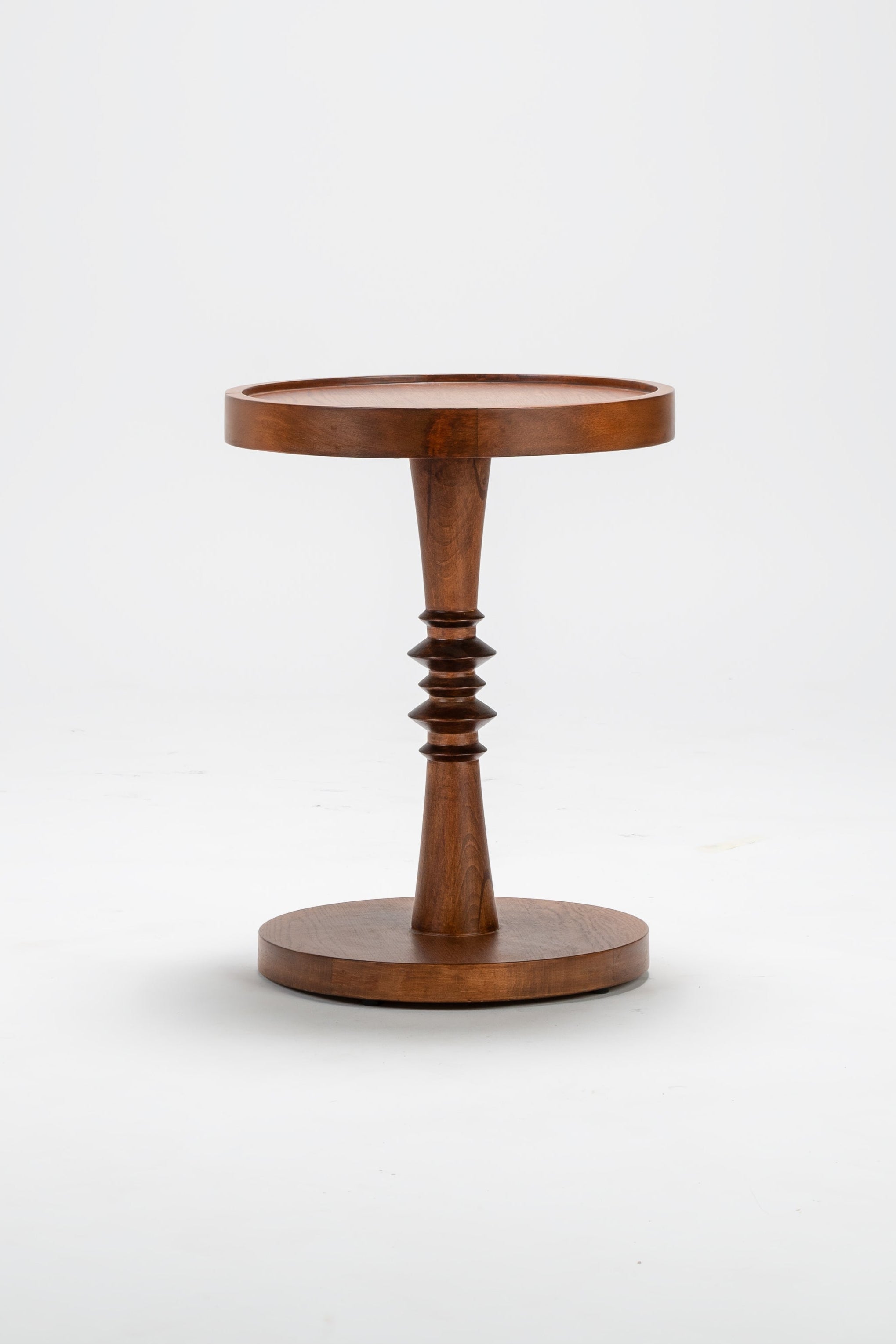 Wooden side table on a white background