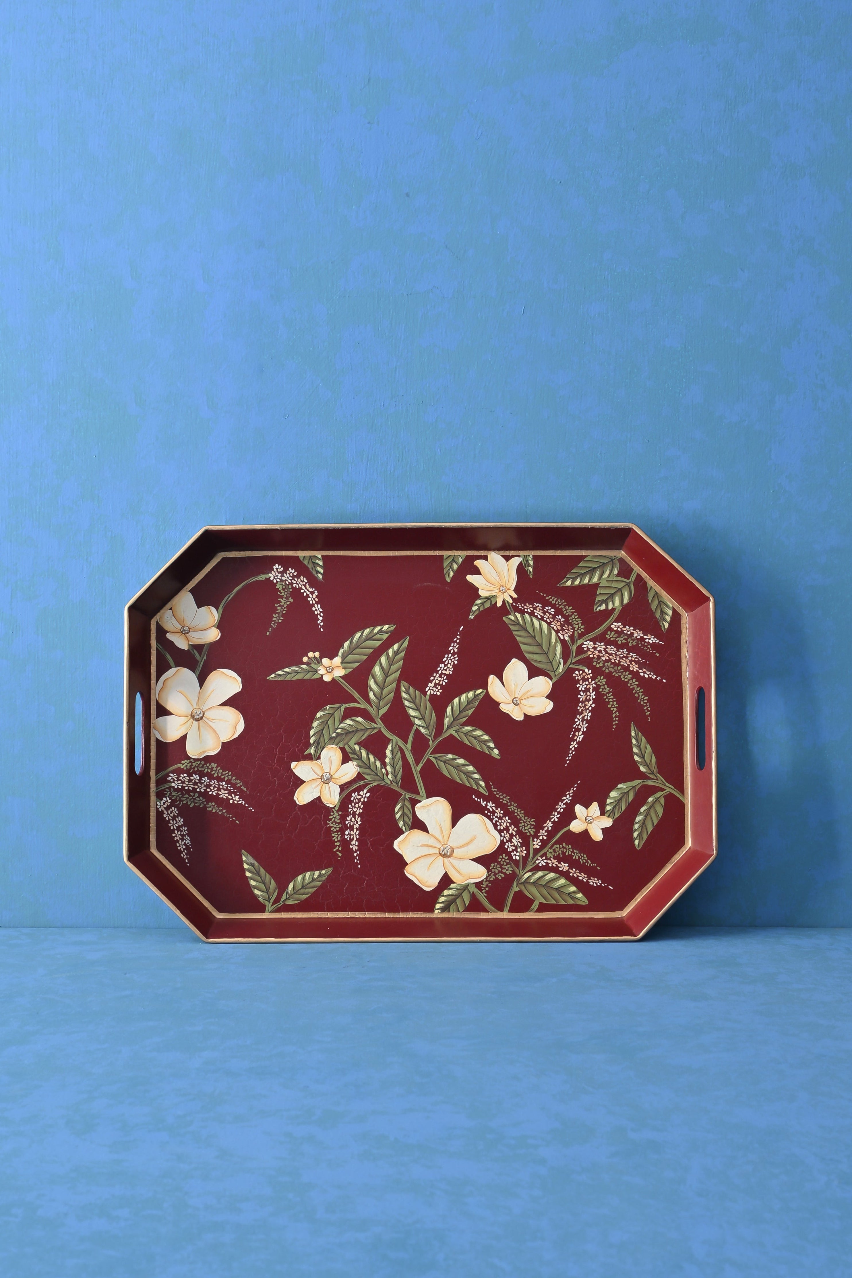 Floral Bloom Serving Tray (Maroon)