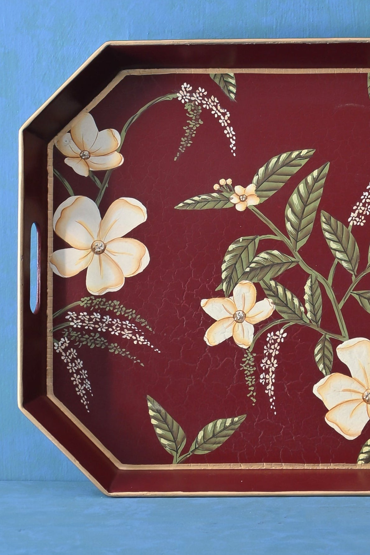 Floral Bloom Serving Tray (Maroon)