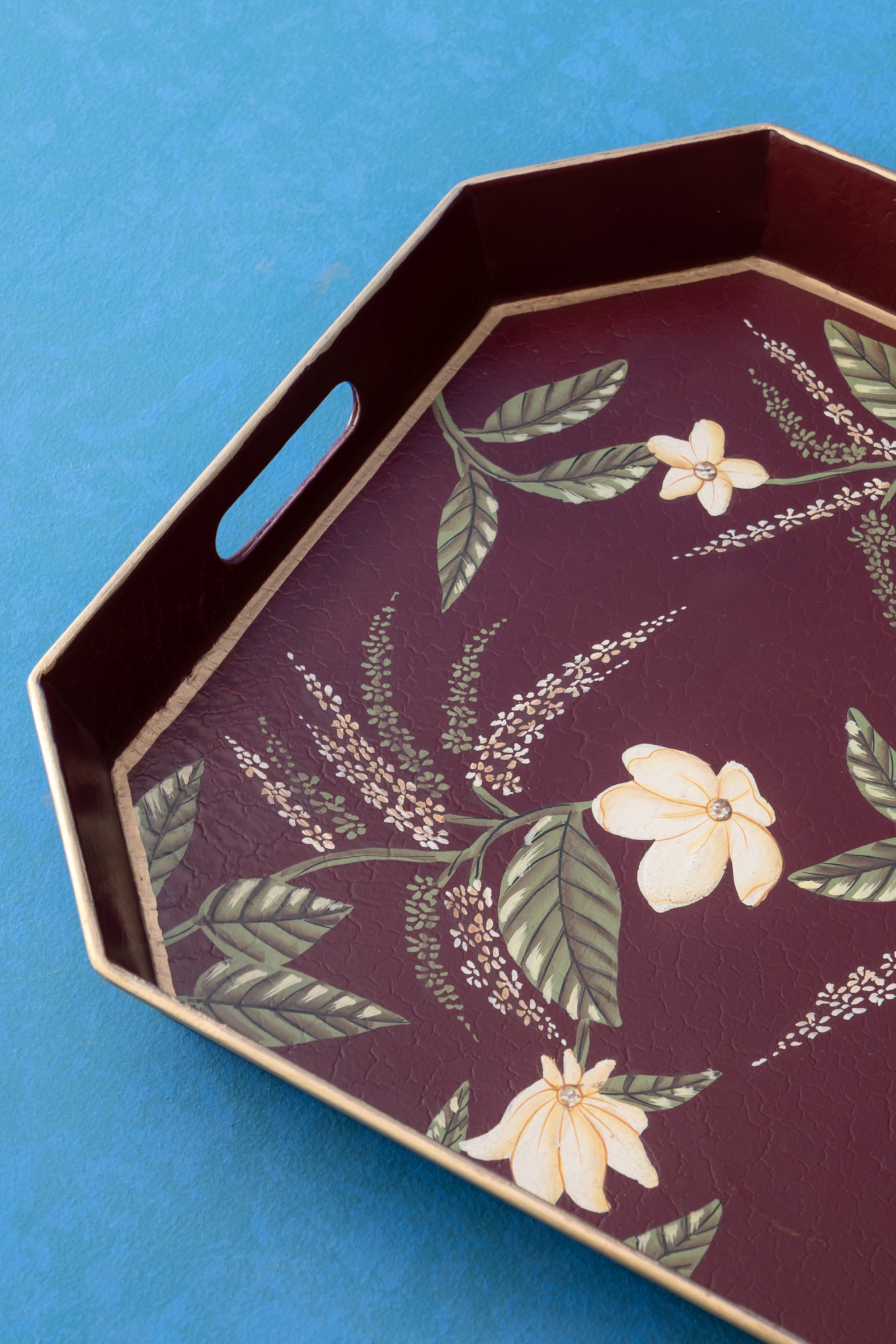 Floral Bloom Serving Tray (Maroon)