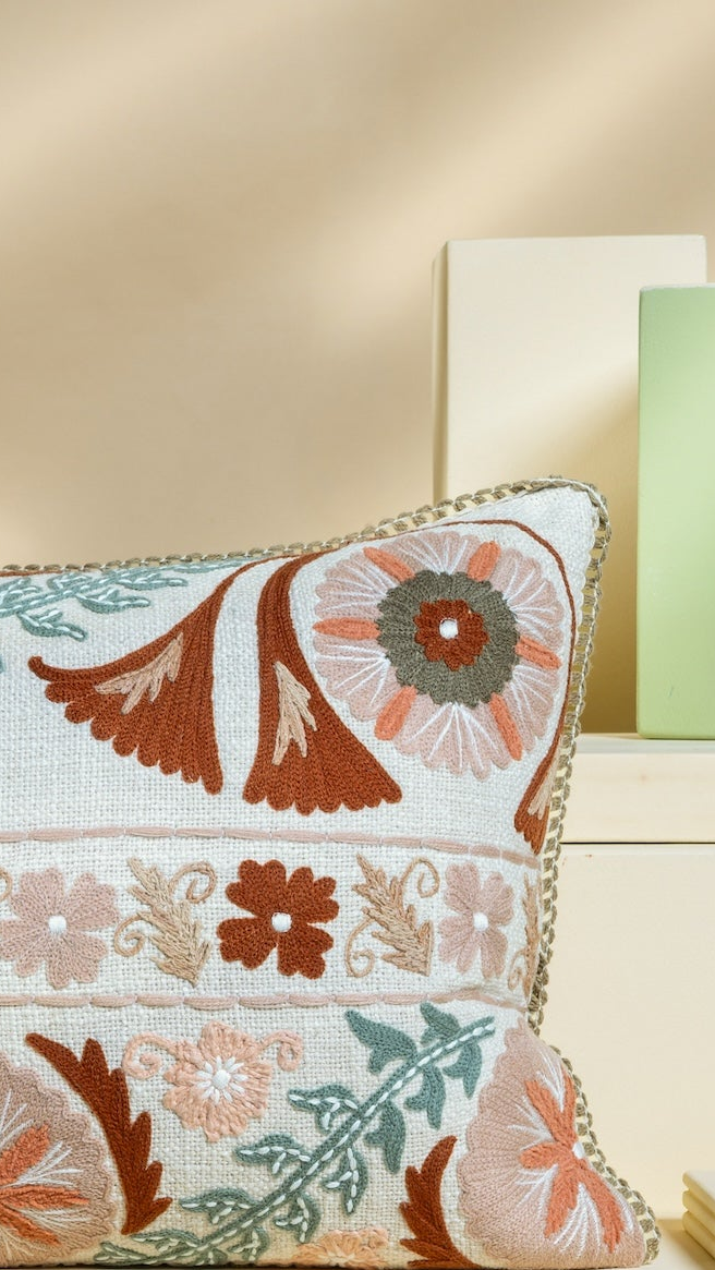 Rust Flora Cushion