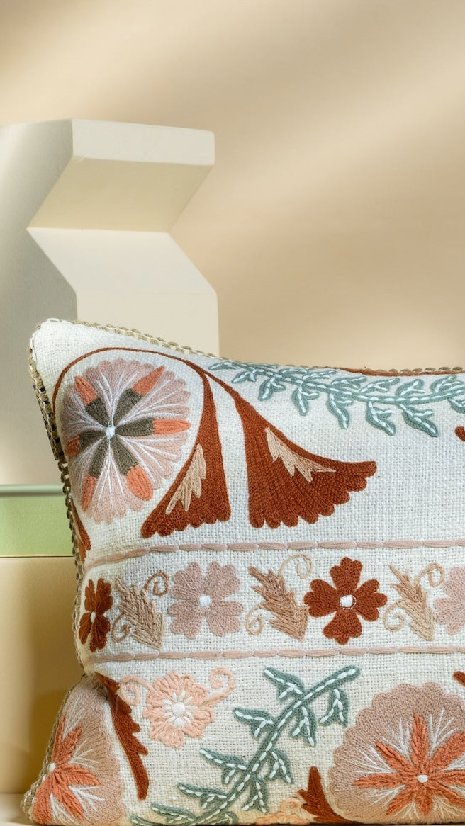 Rust Flora Cushion