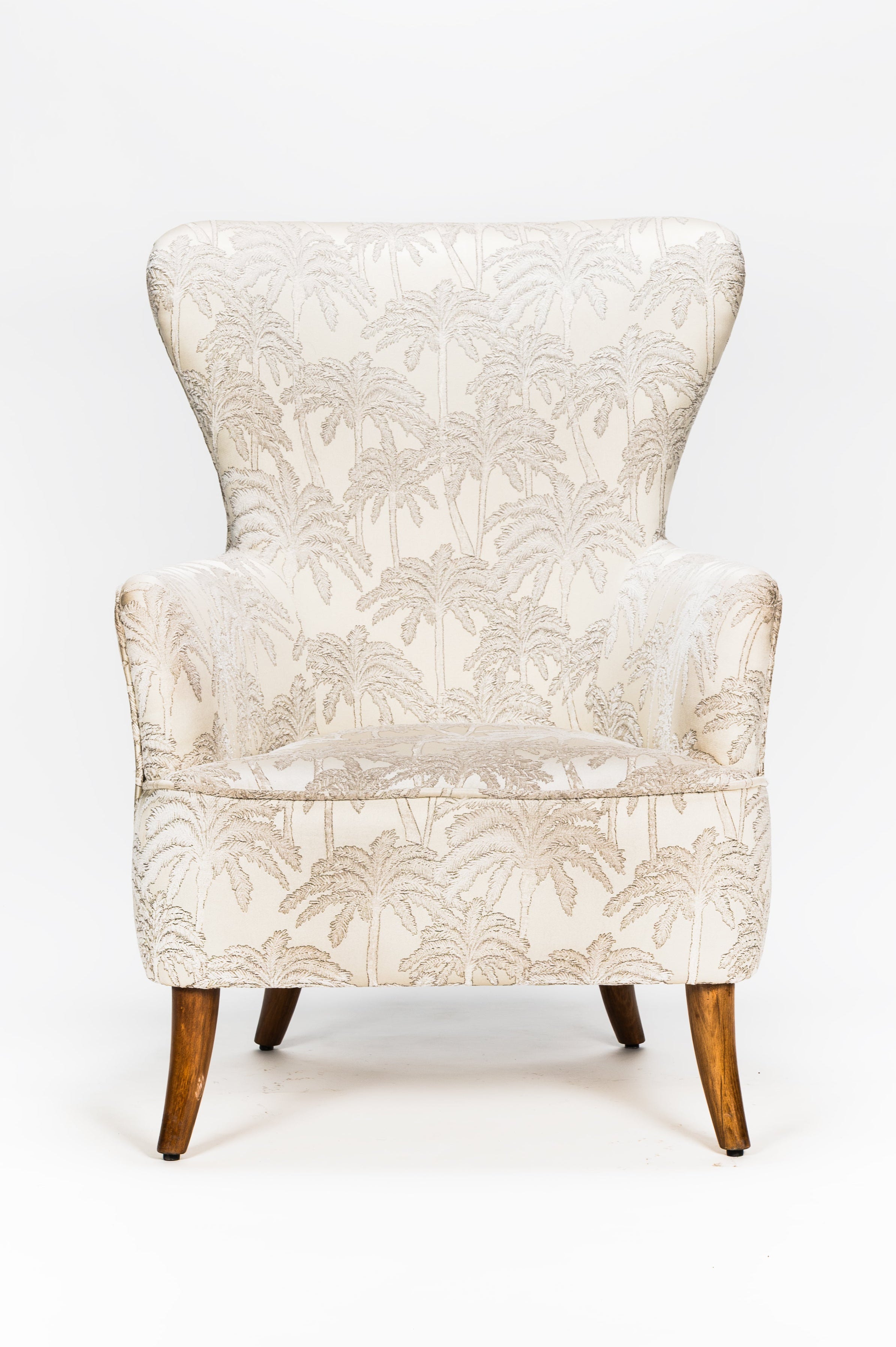 Decorative armchair with floral pattern on a white background